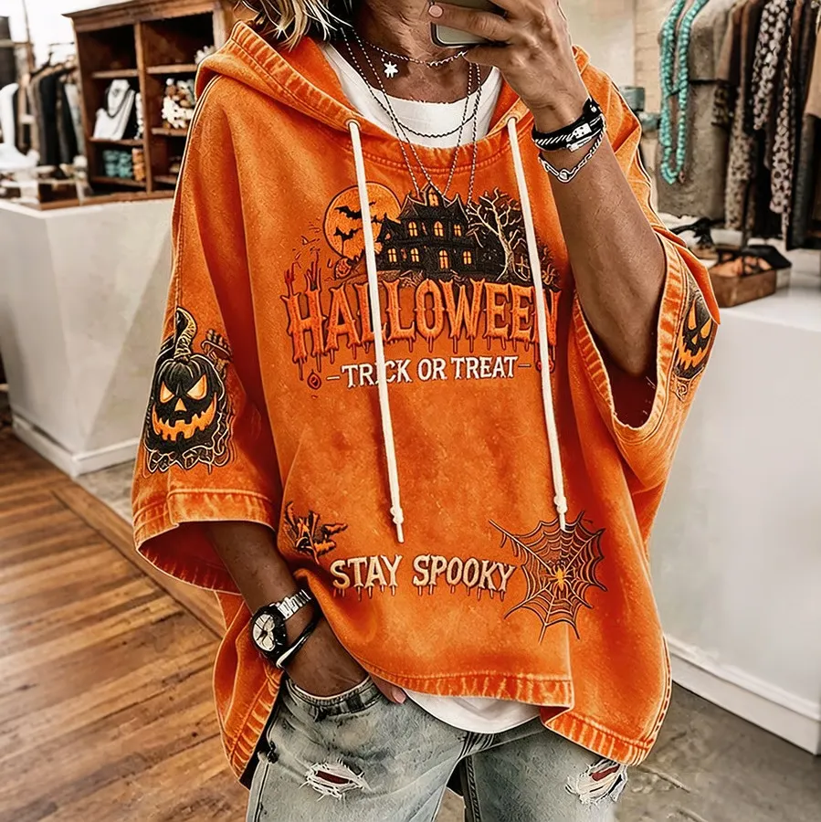 Women's Halloween Printed Art Print Hooded artswardrobe