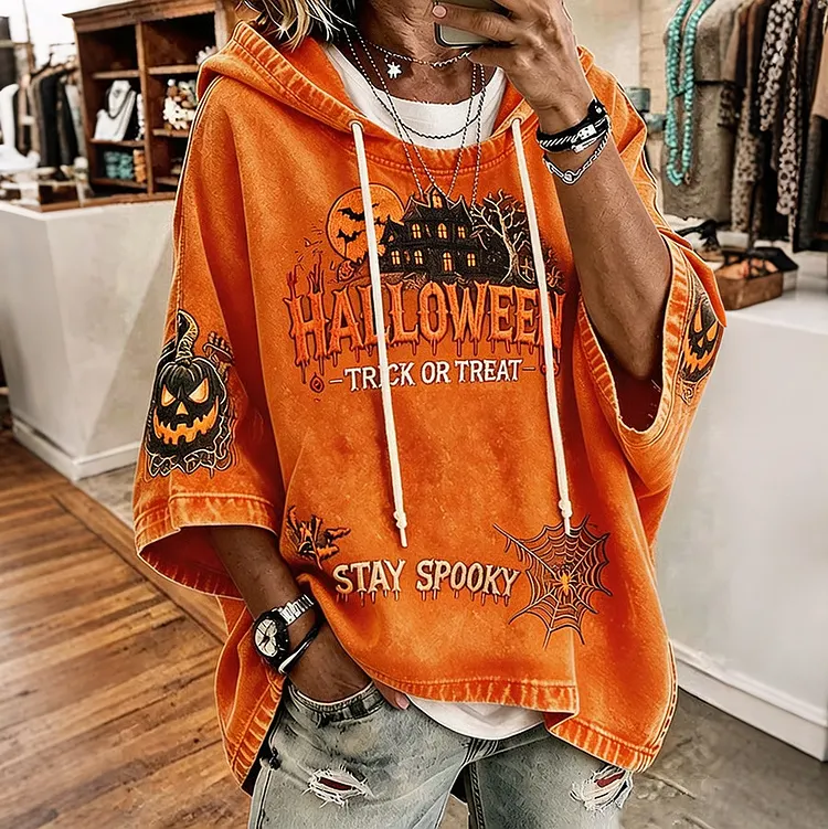 Women's Halloween Printed Art Print Hooded