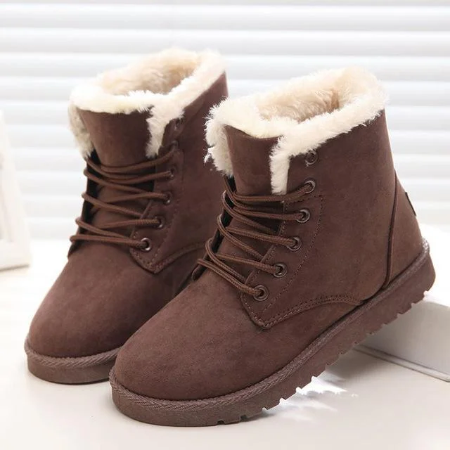 Fur Lining Lace-up Snow Boots shopify Stunahome.com