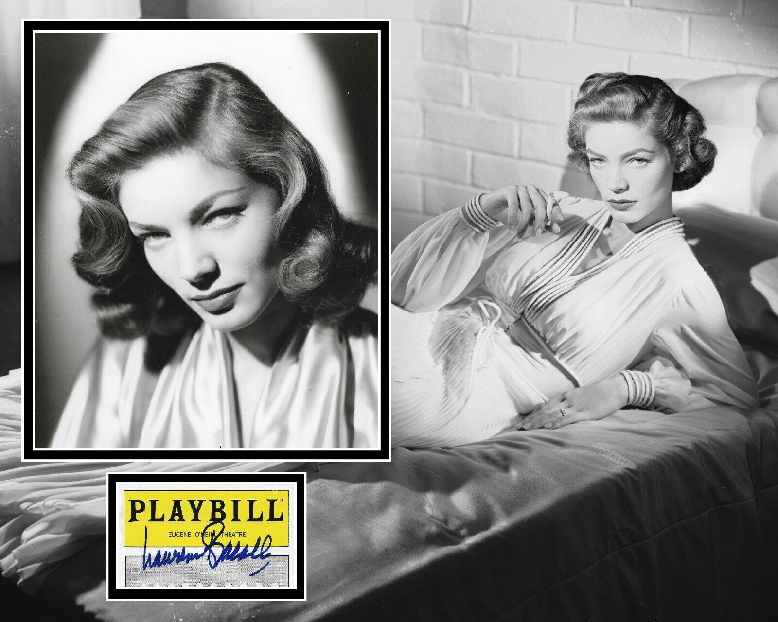 LAUREN BACALL SIGNED SEXY Photo Poster painting MOUNT UACC REG 242 (1) ALSO ACOA CERTIFIED