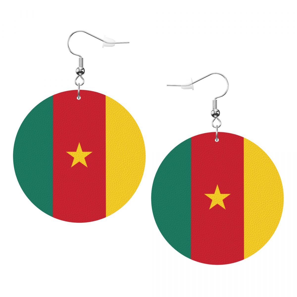 Cameroon Flag Print Lightweight Dangle Hoop Earrings For Women Girls
