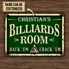 Customizable Billiards Club Room Rack\'em Crack\'em Customized Classic Metal Signs