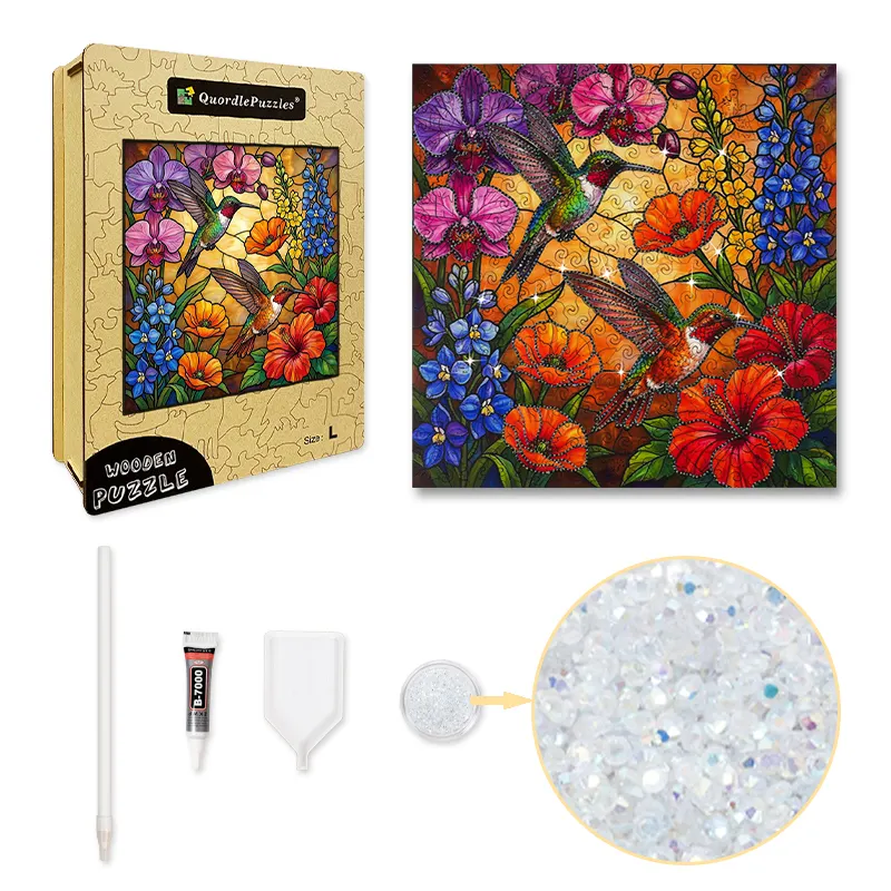 Hummingbird Paradise Crystal Wooden Puzzle