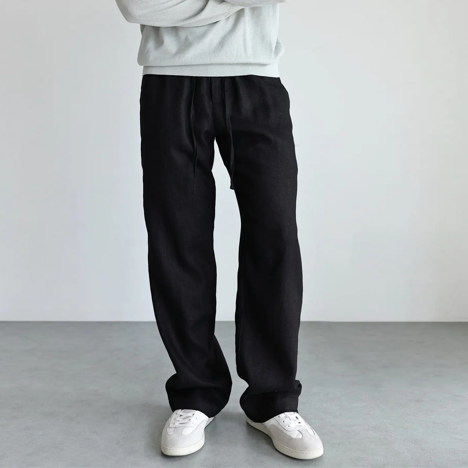 100% European Linen Pants Elastic Waist for Men REAL SILK LIFE