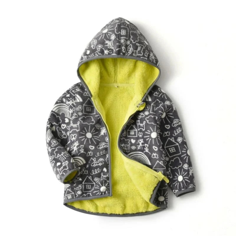 Mudkingdom Boys Coats Fashion Dinosaur Print Pattern Long Sleeve Hooded Children Outerwear Winter Fleece Boys Jackets