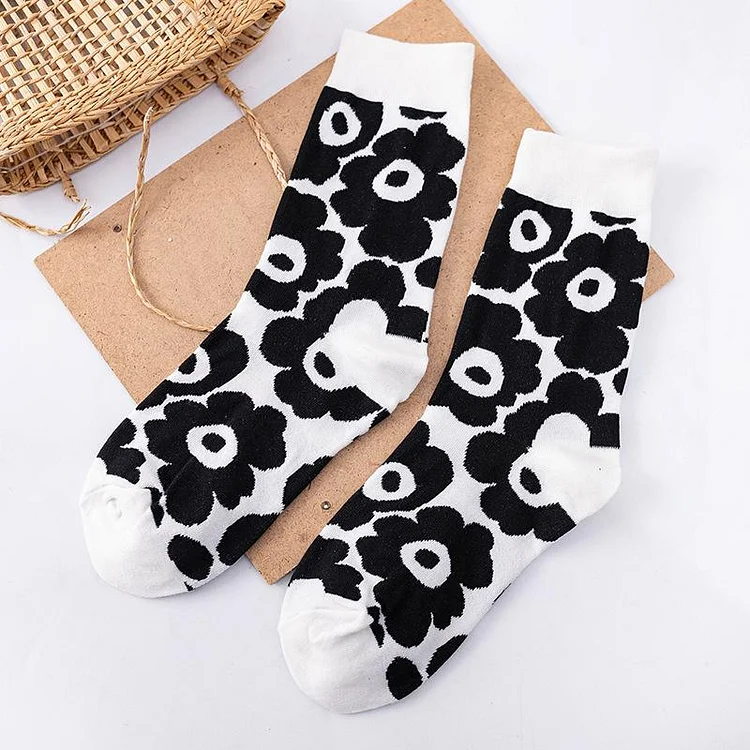 Black-White Cotton Socks