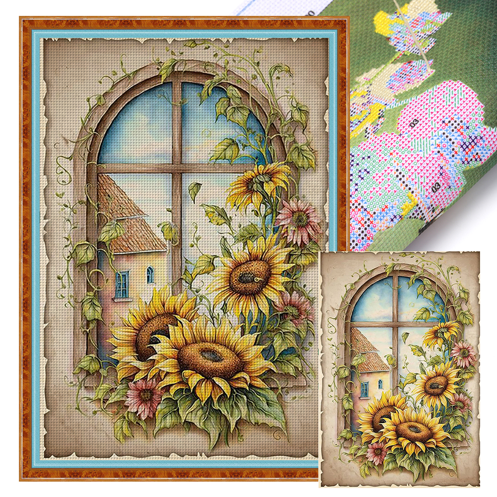 Dropship 11CT Stamped Cross Stitch Kits Sunflower Living Room Wall Decor  DIY Embroidery Kits, 9x13inch to Sell Online at a Lower Price