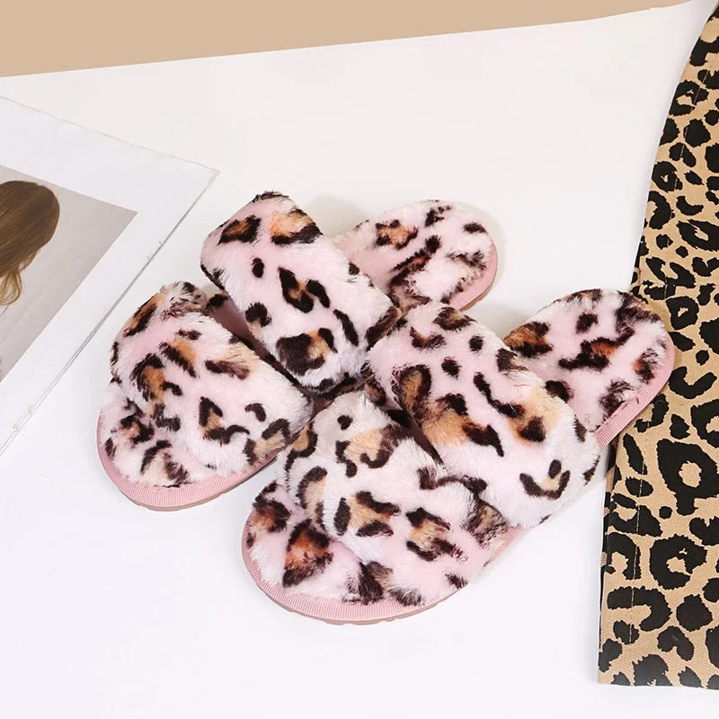 Fluffy Slippers Women Cozy Faux Fur Indoor Floor Slides Flat Soft Furry Shoes Women Home Slippers Female Winter Warm Flip Flops
