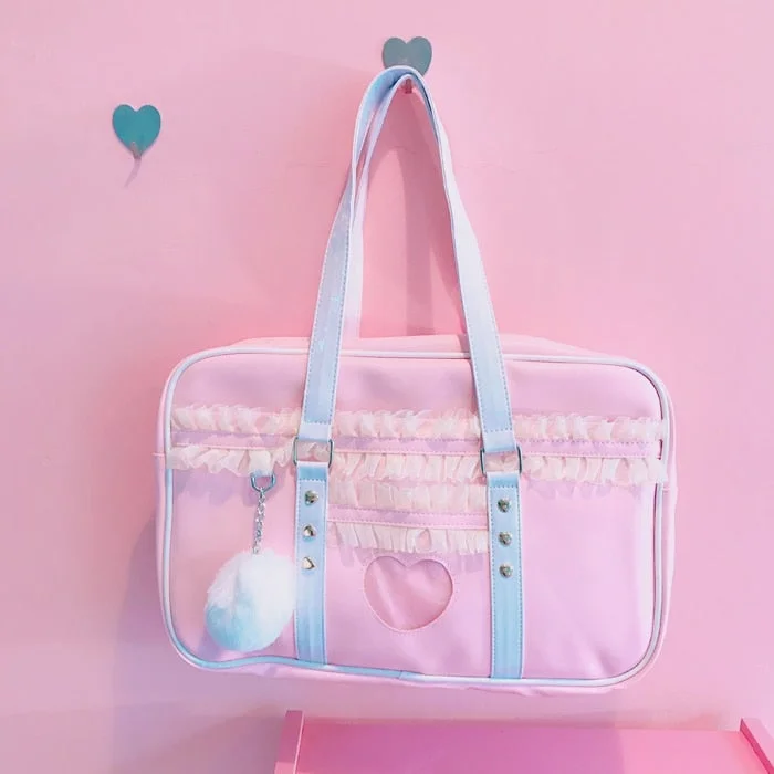 Pink Bag for Girls Kawaii Heart Ruffle Bag Novameme