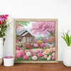 >SALE<5D DIY Partial Special Shaped Drill Diamond Painting Village Landscape 40x40cm