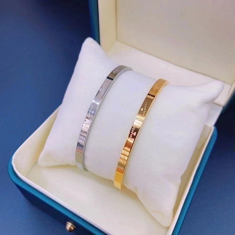 Minimalist Solid Color Titanium Steel Plating Gold Plated Bangle