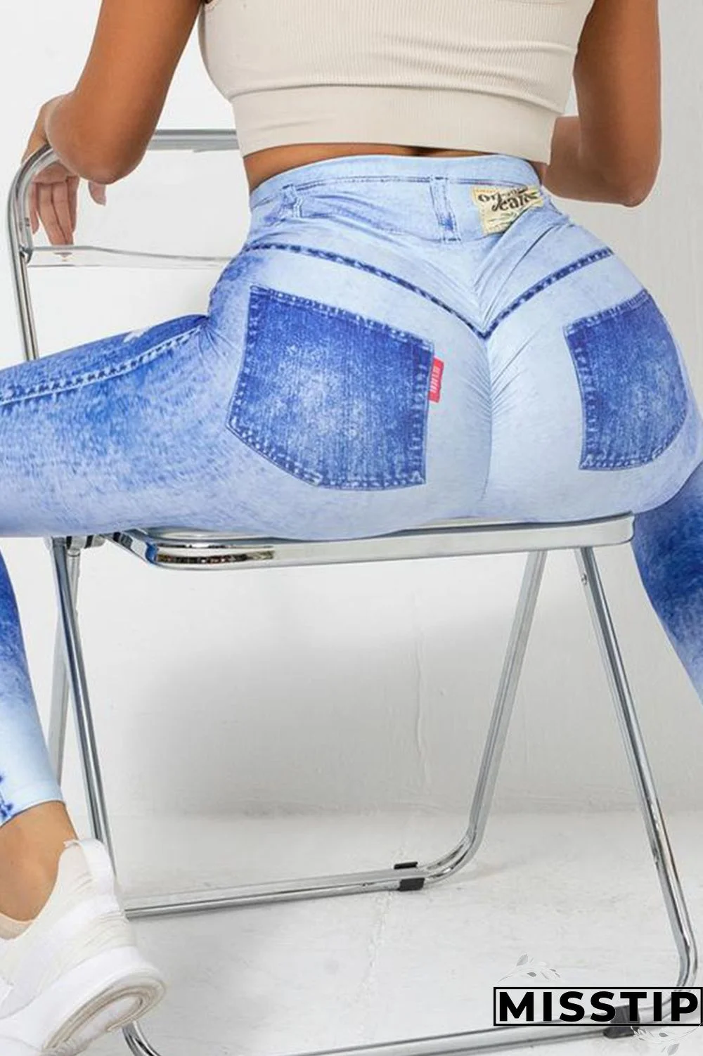 Blue Sportswear Print Patchwork