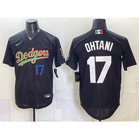 Men's Los Angeles Dodgers #17 Shohei Ohtani Black Mexico Jersey 5VSX