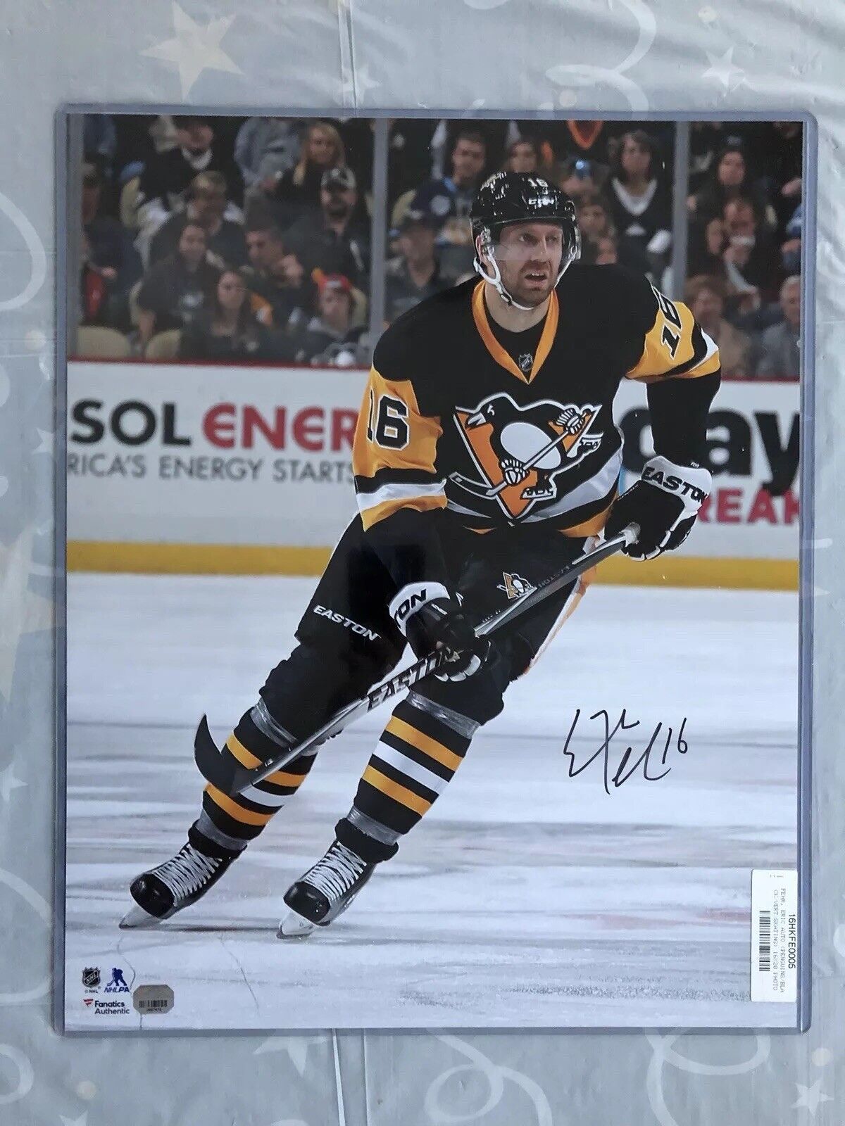 Eric Fehr PITTSBURGH Penguins Signed 16x20 Photo Poster painting Fanatics COA Stanley Cup Champ