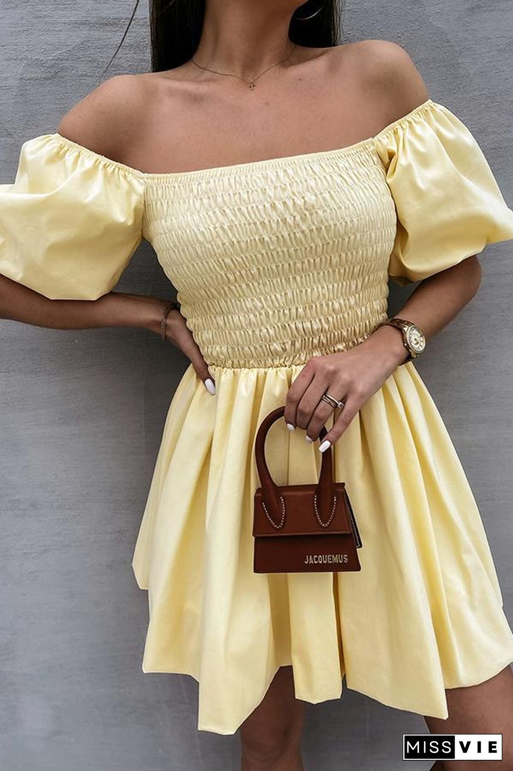 Puff Sleeve Mini Dress P14299