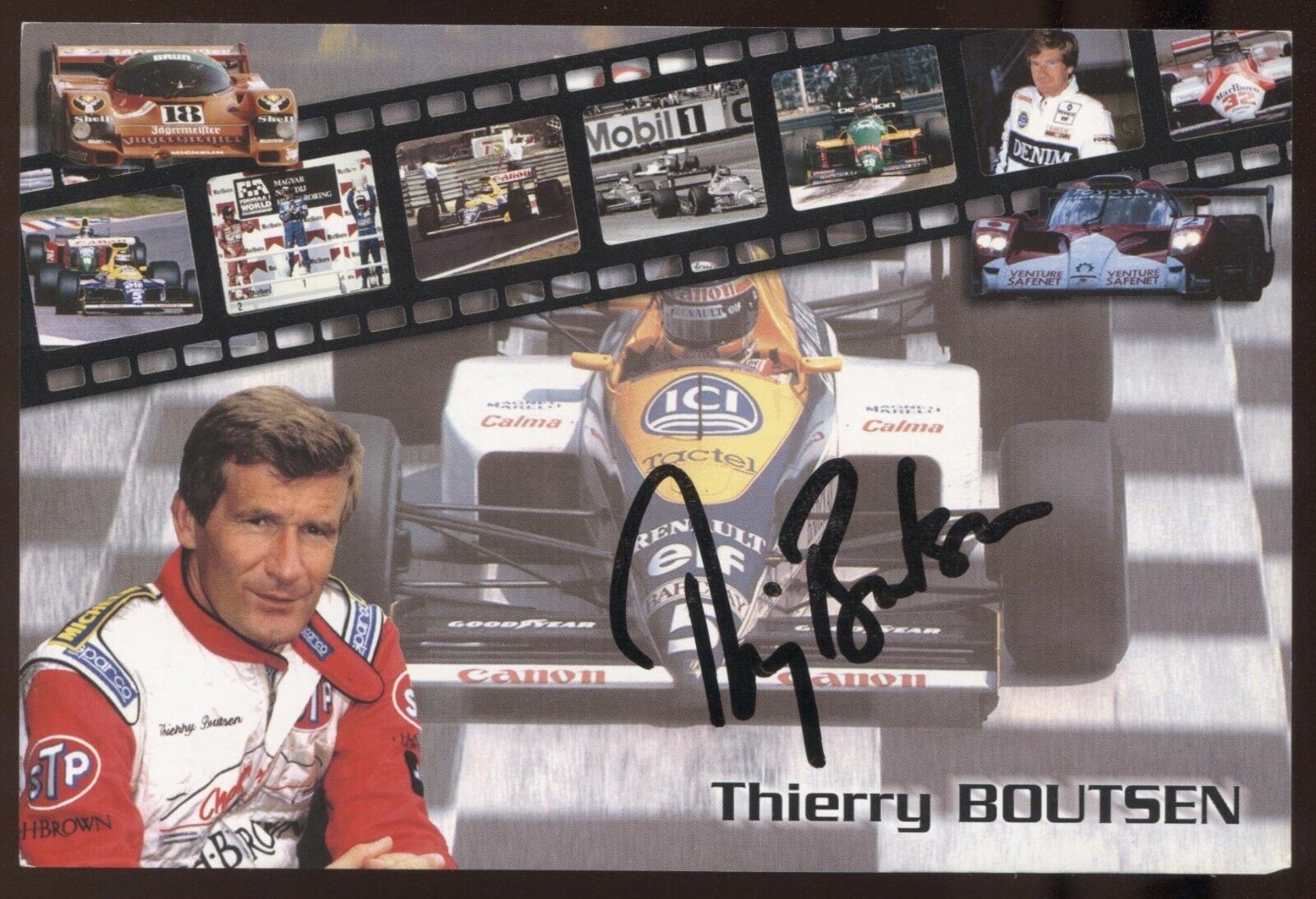 Thierry Boutsen Signed Photo Poster painting Card Formula One Autographed