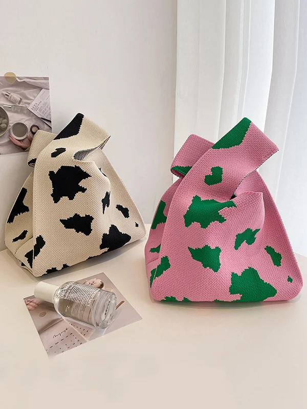 Urban Knitting Cow Pattern Bags Accessories Handbags