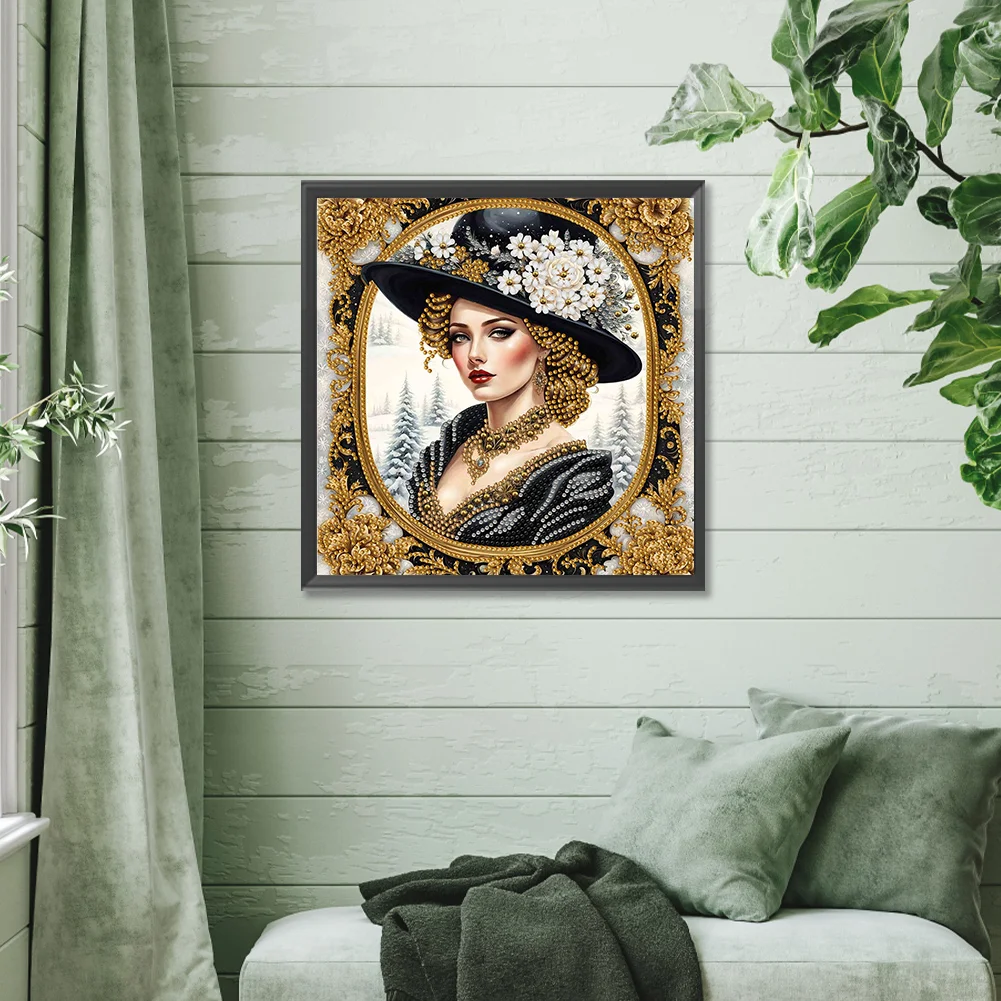 Diamond Painting - Partial Special Shaped Drill - Fashion Lady(Canvas|30*30cm)