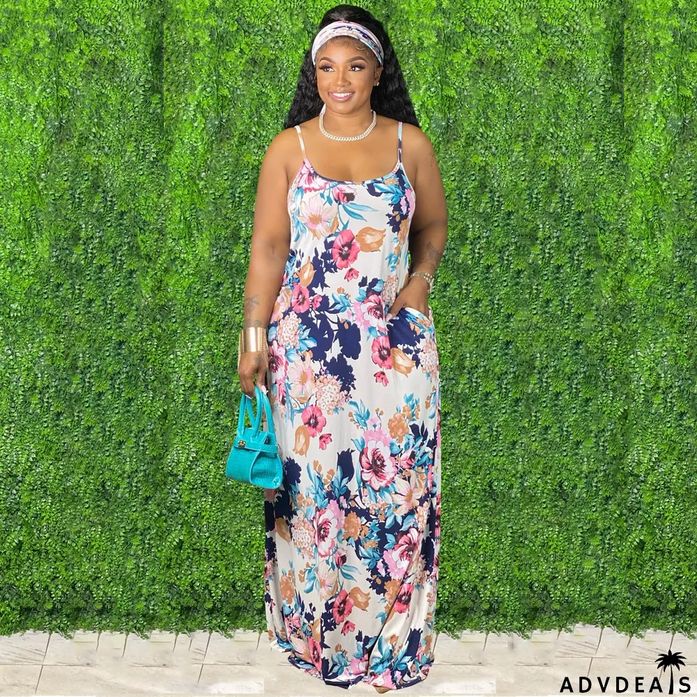 Tie-Dye Colorful Print Sling Loose Dress