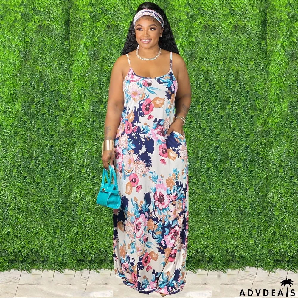 Tie-Dye Colorful Print Sling Loose Dress