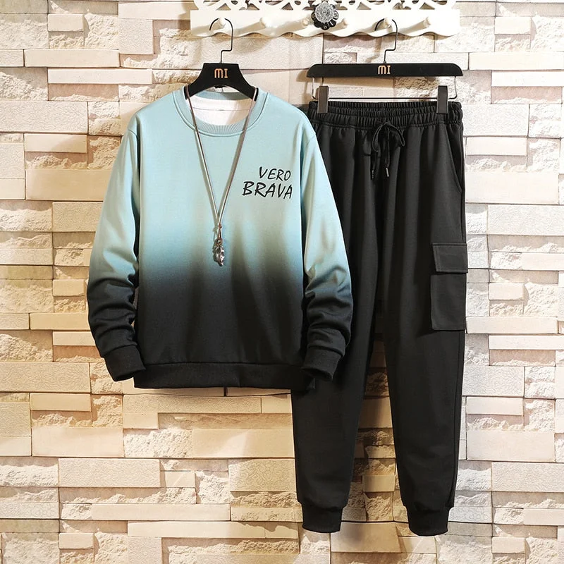 Aonga 2023 Spring Autumn Tracksuits Men'S Set Hoodies + Pants Suit Fleece Sweatshirt Sportswear Set Casual Men's Jogging