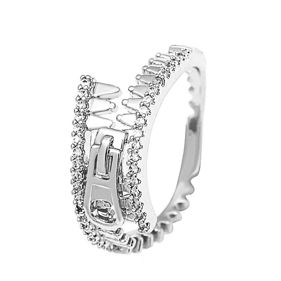 Zipper Zirconia Gold Plated Ring