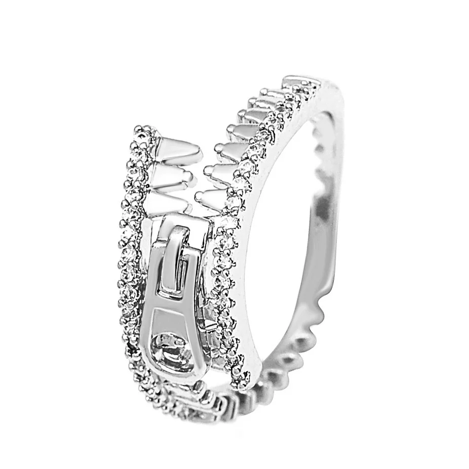 Zipper Zirconia Gold Plated Ring
