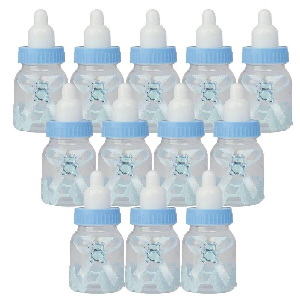 2018 Brand New 12 Fillable Bottle Baby Shower Favors Decor Keepsake Plastic Milk Bottle Hot Candy Can Baby Shower Bottle
