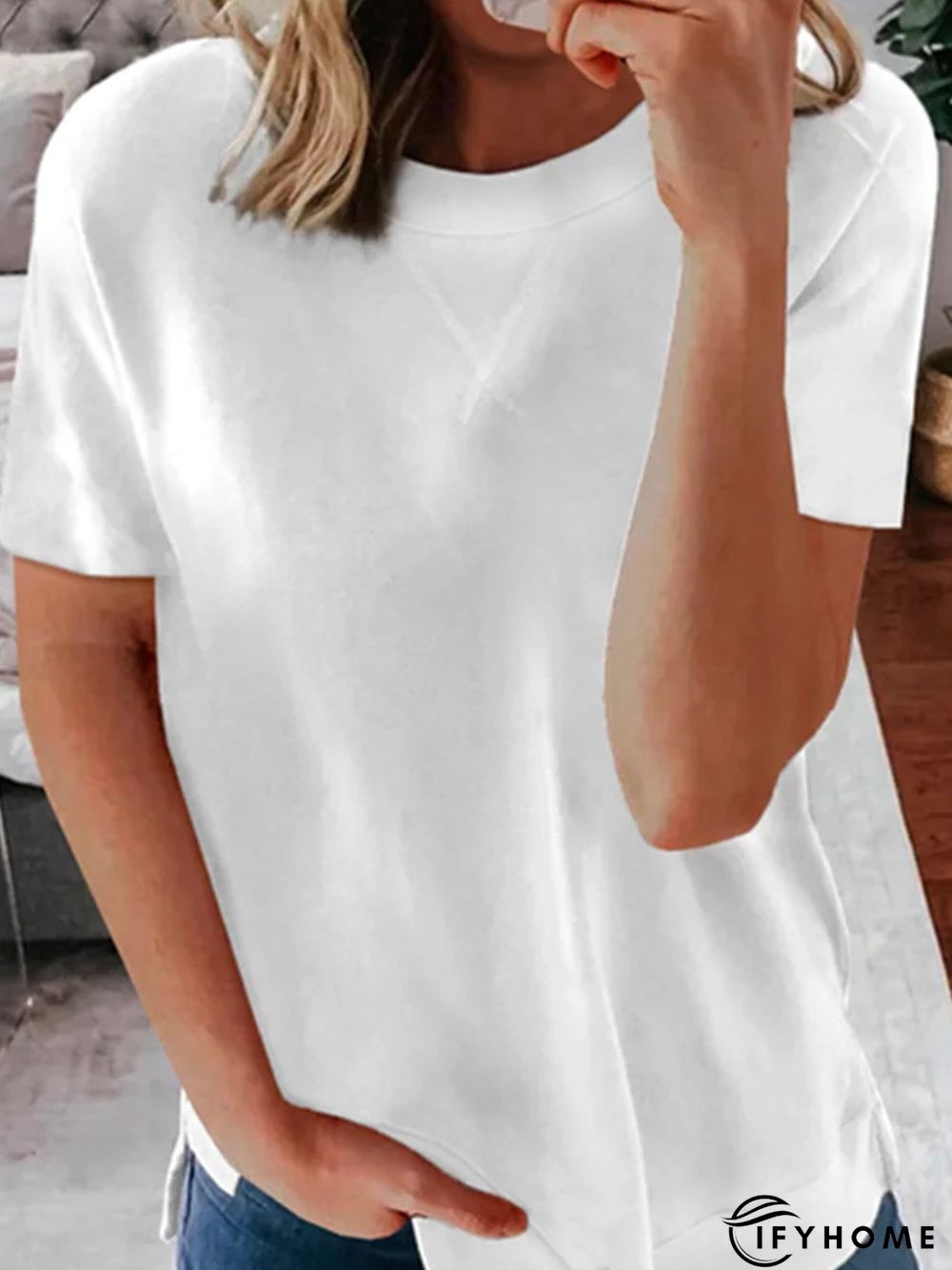 Solid Loosen Casual Short Sleeve Tops | IFYHOME