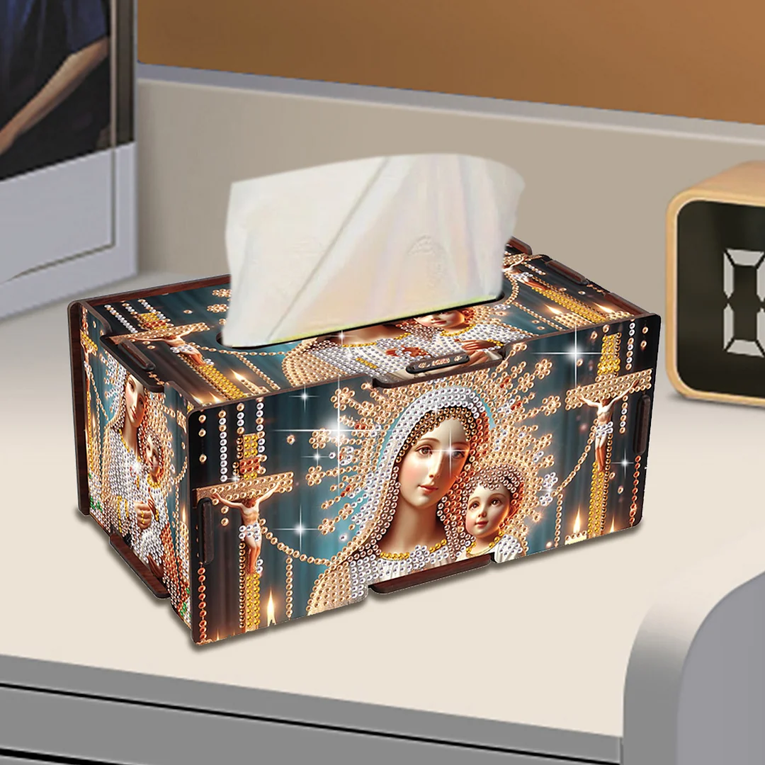 Wooden Diamond Painting Tissue Box for Home and Office Decoration (ZJH029)