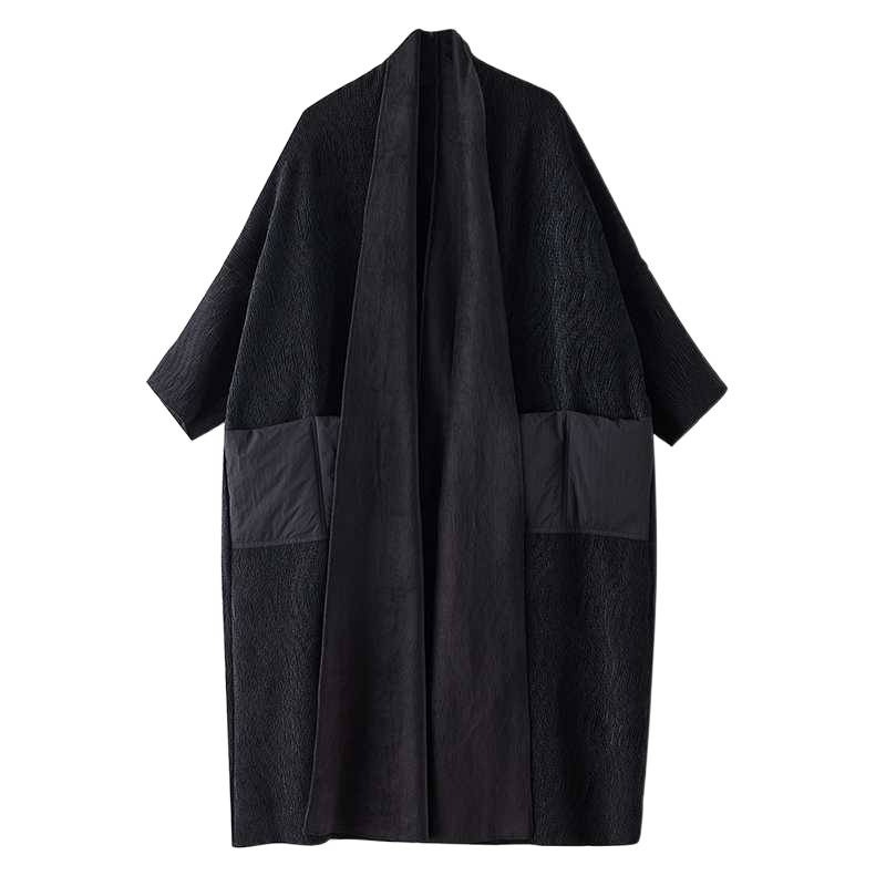 Retro Dark Patchwork Long Sleeve Coat