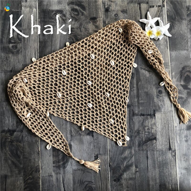 Para Praia Sexy Bikini Cover Ups Beach Dress Shell Knitting Swimsuit Cover Up Crochet Knitted Beachwear Women Loose Cardigan