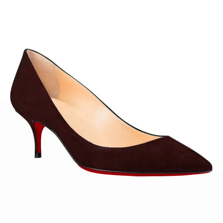 60mm Kitten Red Soles Heels Summer Daily Suede Pumps-vocosishoes
