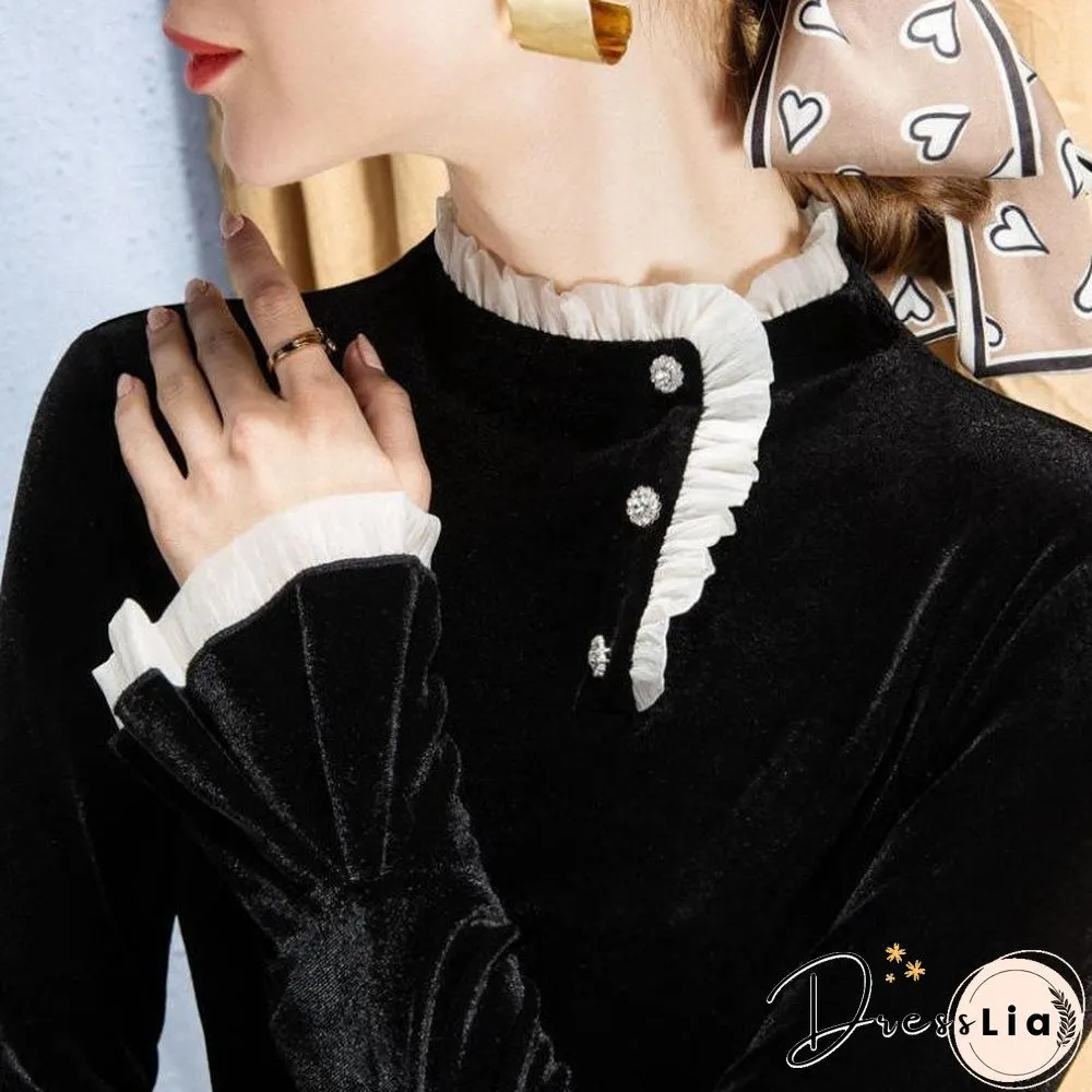 Long Sleeve Black Flannelette Top