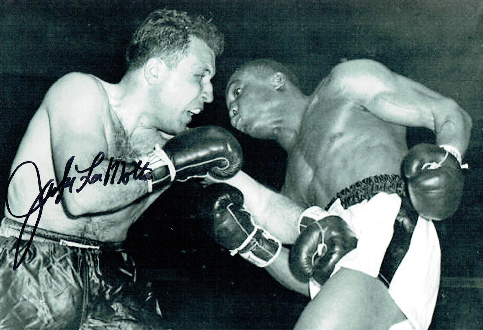 Jake LAMOTTA Signed Autograph Boxing 12x8 Raging Bronx BULL Photo Poster painting AFTAL COA