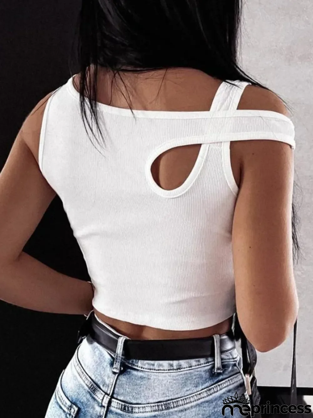 Summer White Knitted Sexy Irregular Crop Top