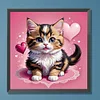 Valentinstag Herz Kätzchen - runder Bohrer Diamantmalerei - 30*30cm