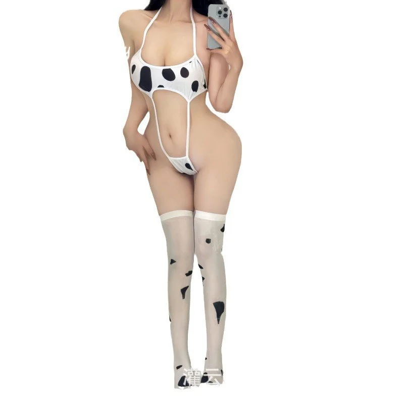 Brownm Sexy Long-Term Milk White Spotted Socks High Over Knee Socks Girl Cute Leg Stockings