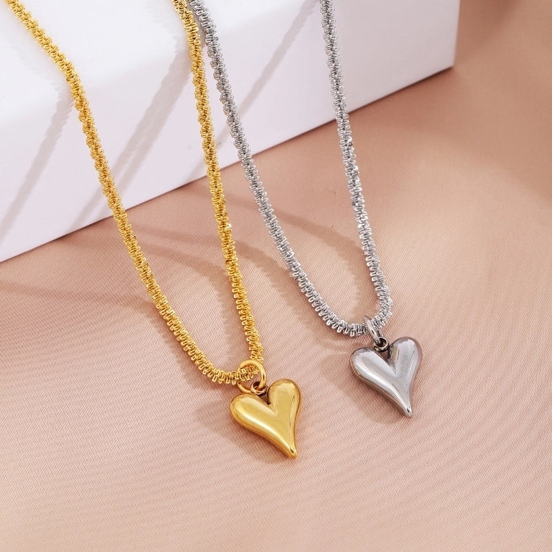 Titanium Steel Minimalist Plating Heart Shape Pendant Necklace