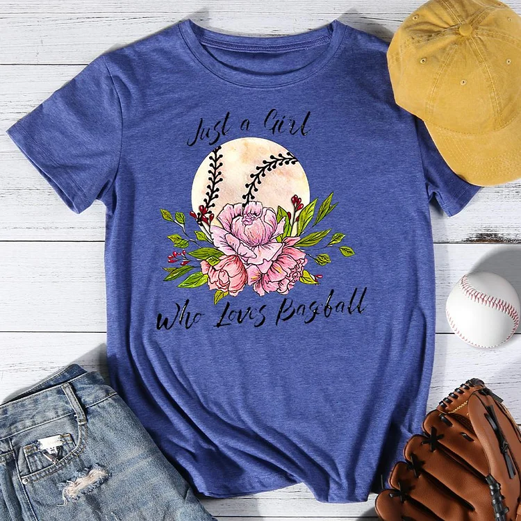 Just a Girl Who Loves Baseball Round Neck T-shirt-Annaletters