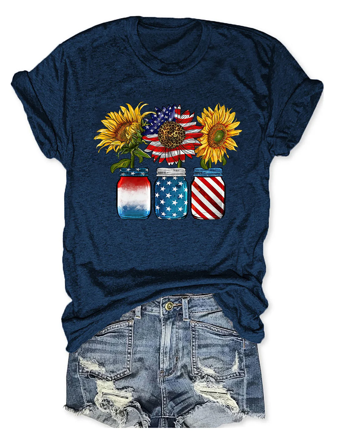 Patritotic Sunflower 4th Of July T-shirt