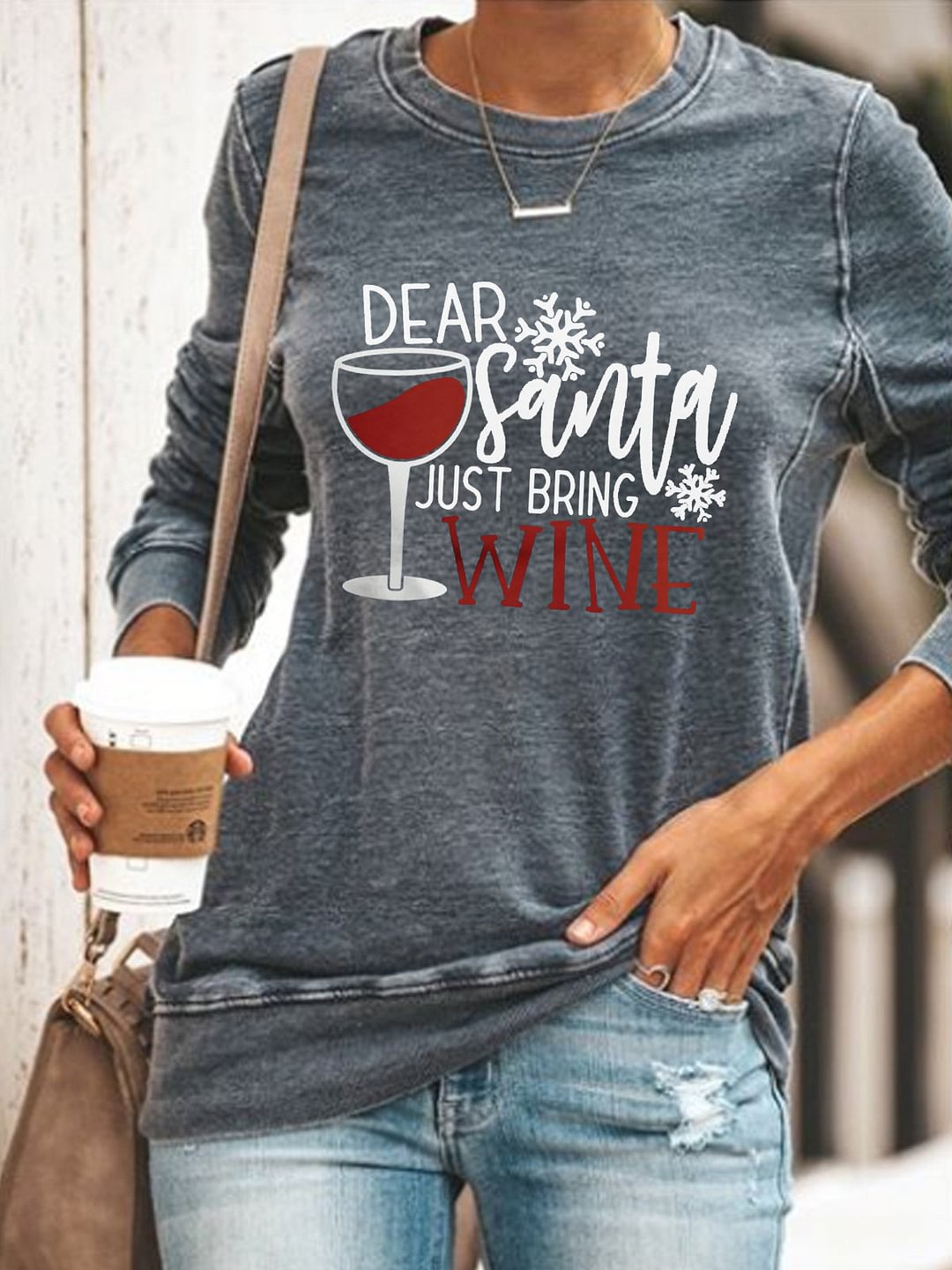 Dear Santa Just Bring Wine Long Sleeve Shirt