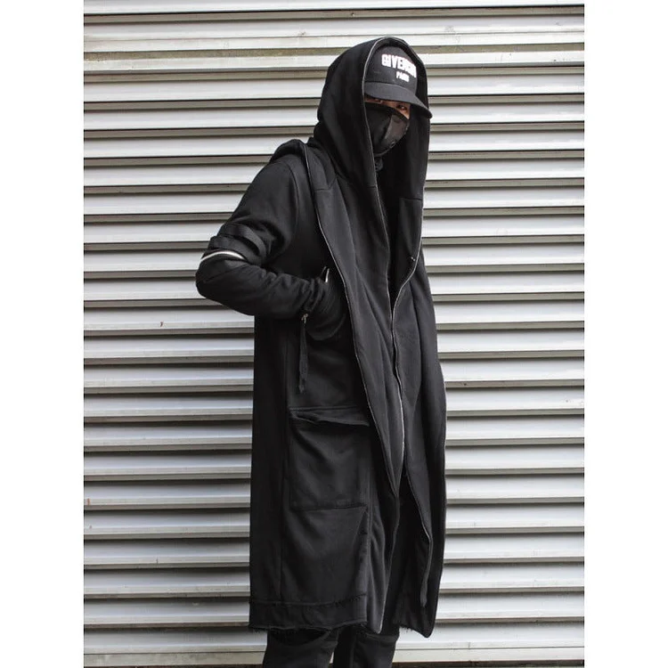 Dawfashion Techwear Streetwear-Trendy Windbreaker Long Dark Functional Wind Wizard Cloak Cloak Double Layer Hooded Jacket-Streetfashion-Darkwear-Techwear