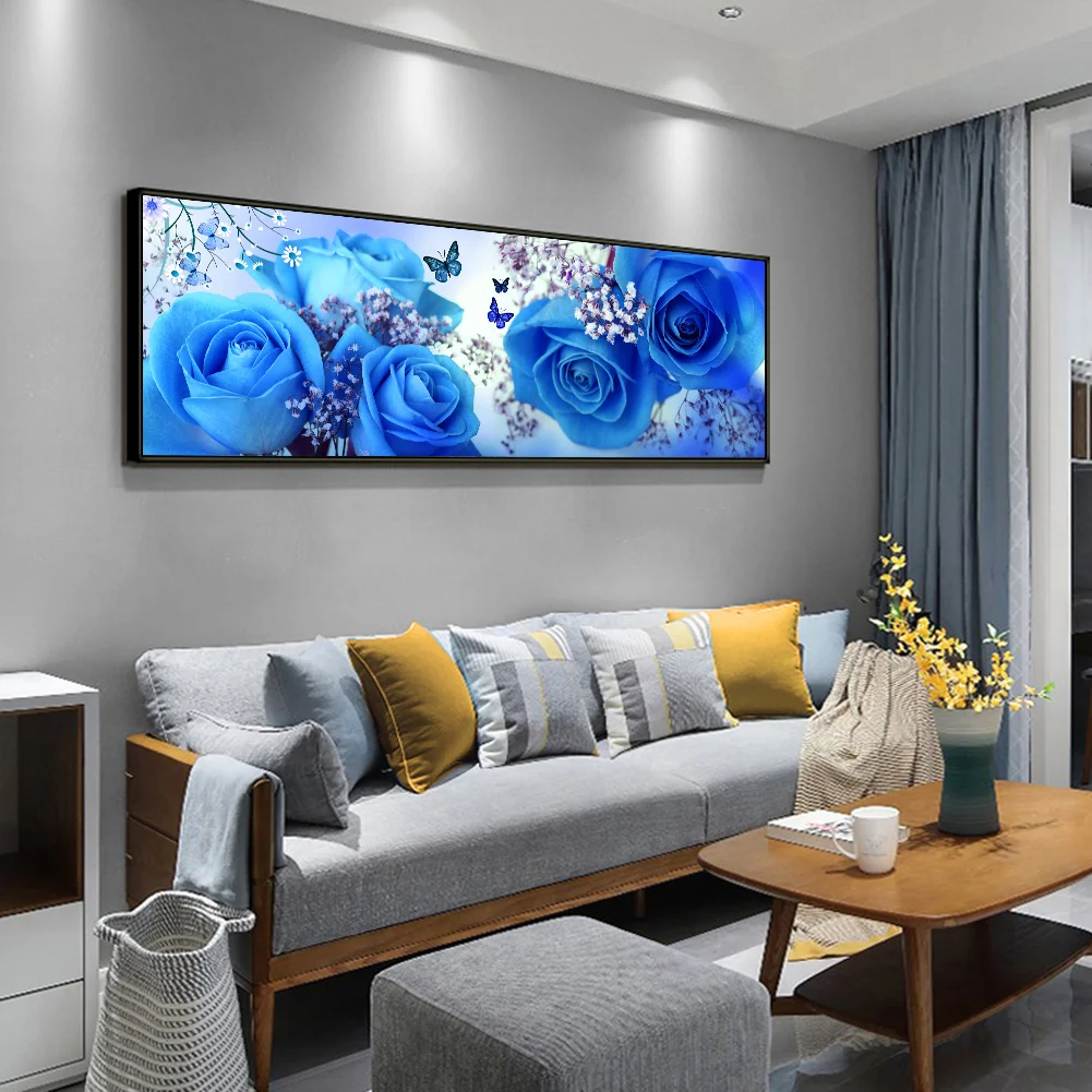 Diamond Painting - Full Round Drill - Bule Rose(80*40cm)