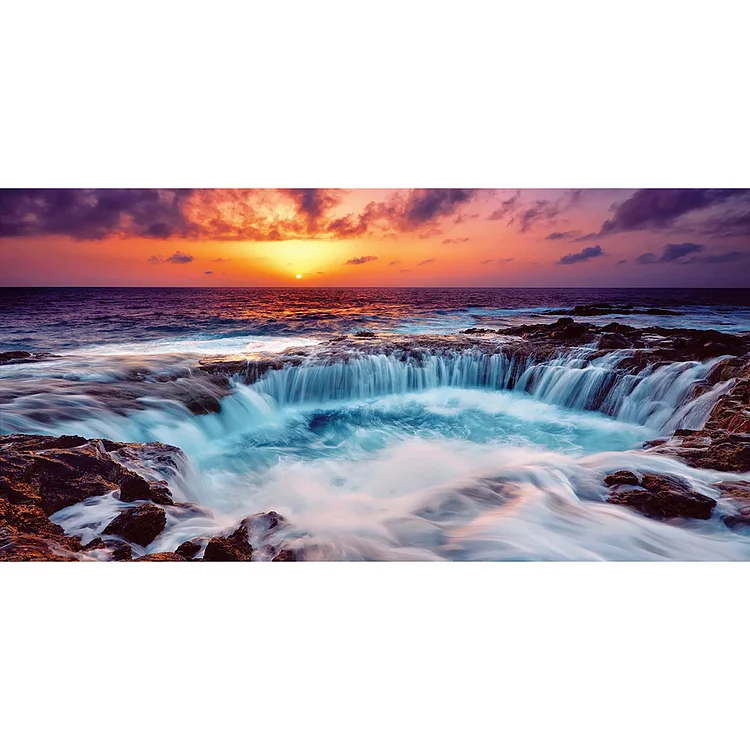 Sunset waterfall - Full Round 85*45CM