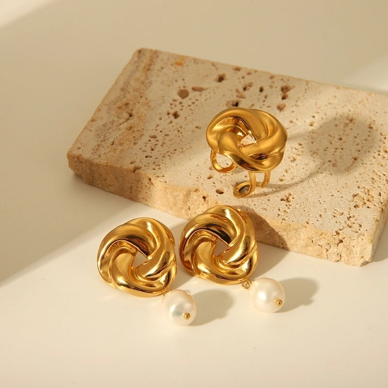 1 Set 201 Stainless Steel 304 Stainless Steel Freshwater Pearl Ion Plating (IP) Freshwater Pearl Jewelry Sets