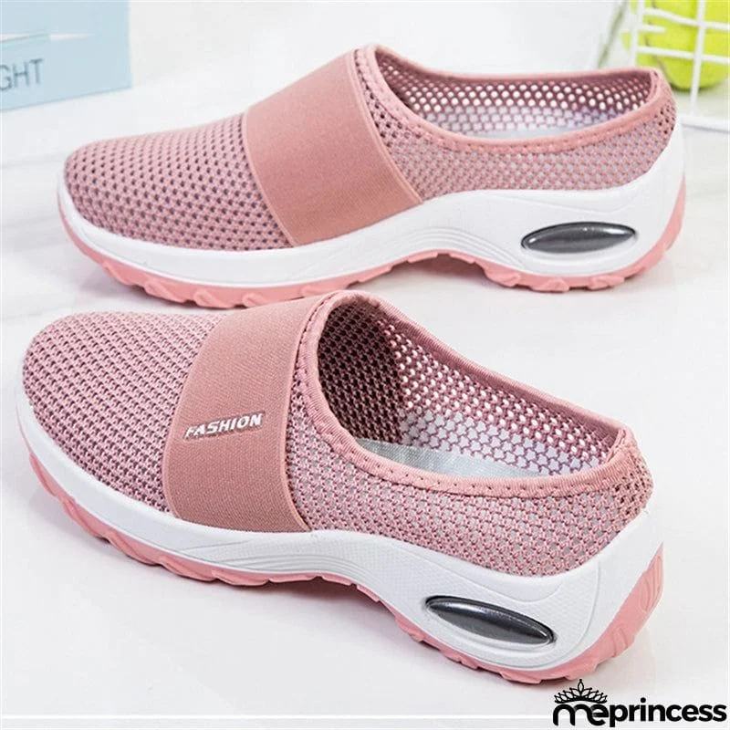 Slip-On Style Open Mesh Upper Rocker Bottom Durable Lightweight Shoes