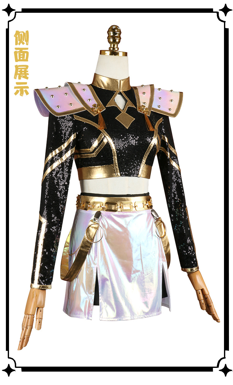 Tegooe Huntrix Zoey Cosplay Costume Wig for Women - Demon Hunter Uniform - BlackWhite Golden - S-3XL