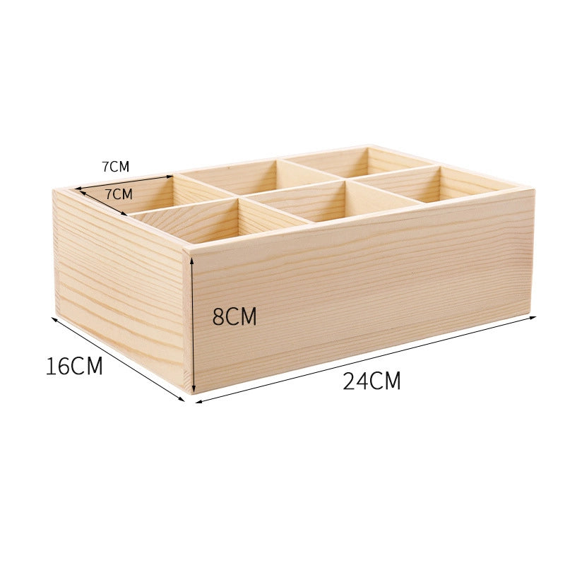 Wooden Plaid Storage Box Desktop Multi-grid Wooden Box Nuts Multi-meat Plaid Storage Box Grid Plate Stall Jiugongge