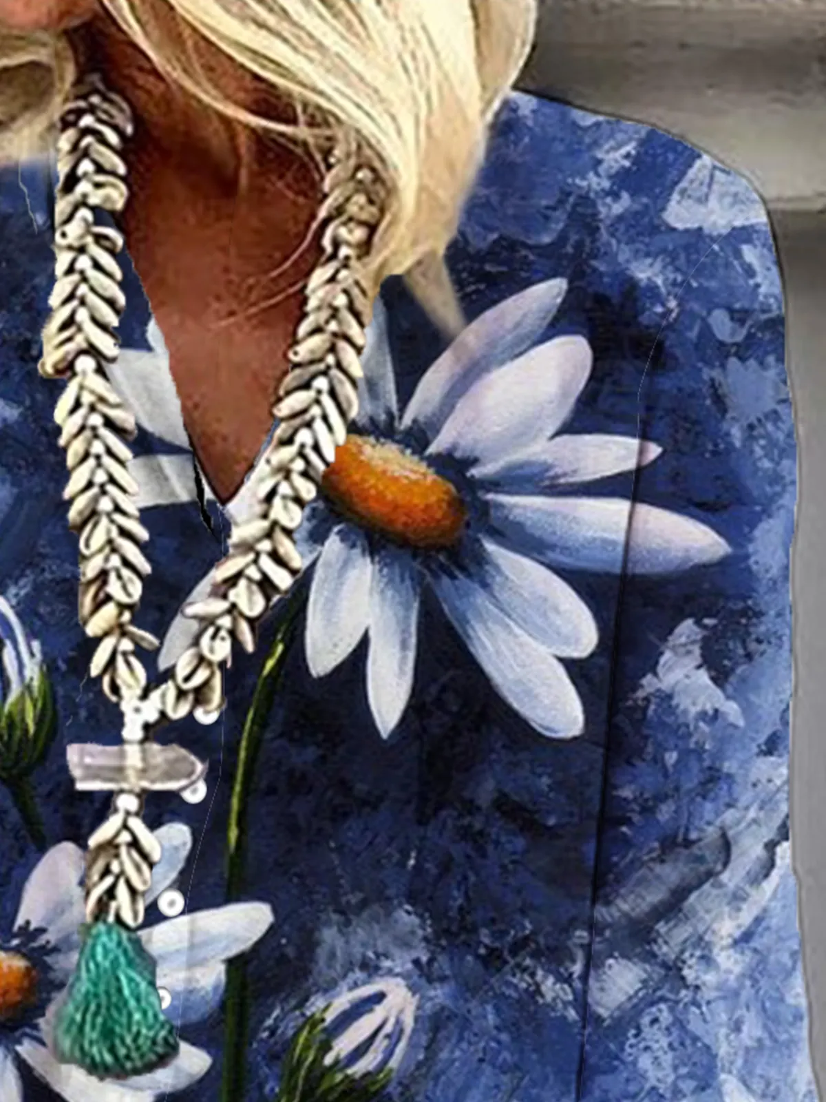 Boho Floral-Print 3/4 Sleeve Blouse